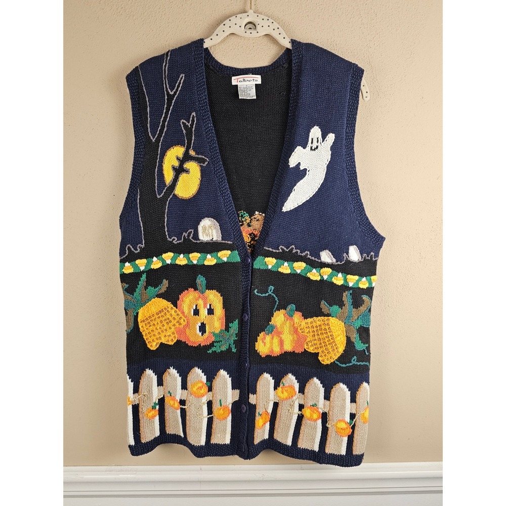 Vintage Talbots Womens Halloween Sweater Vest Medium